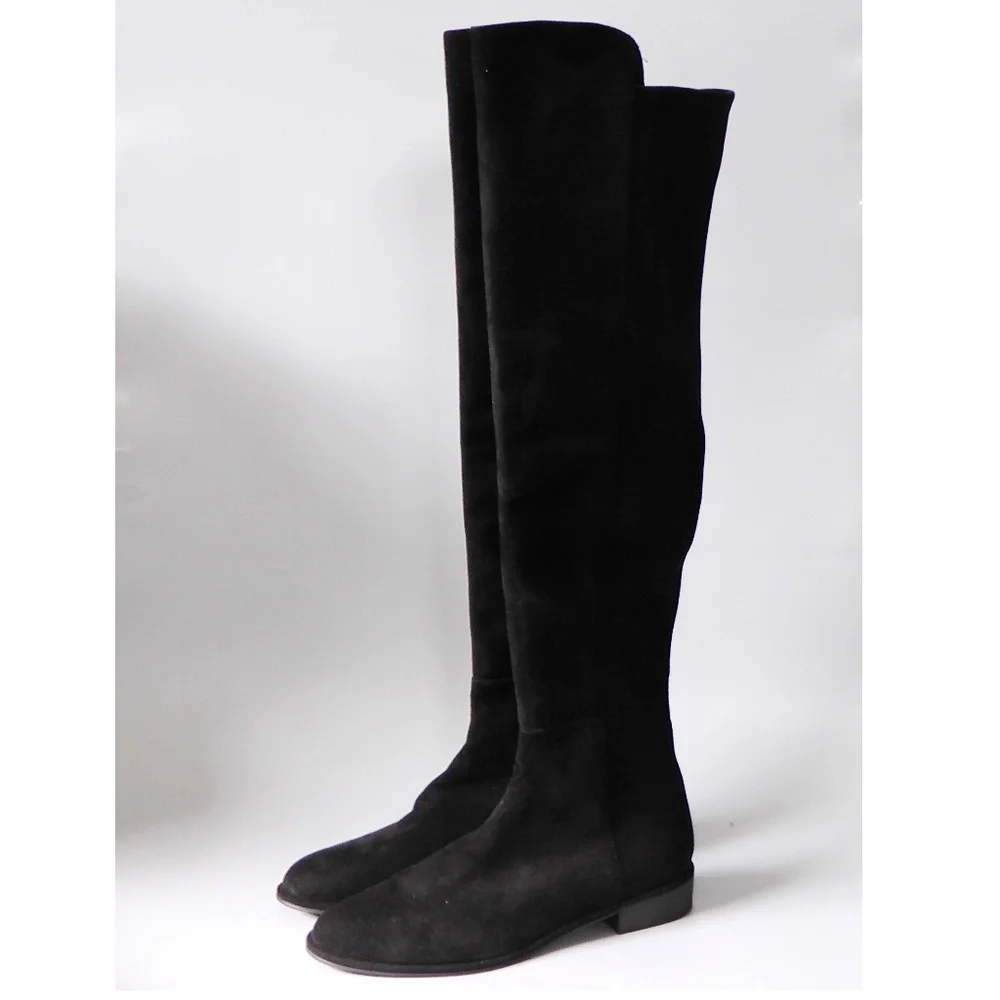 Stuart Weitzman Allgood Suede Over the Knee Boots, Black, 8.5M